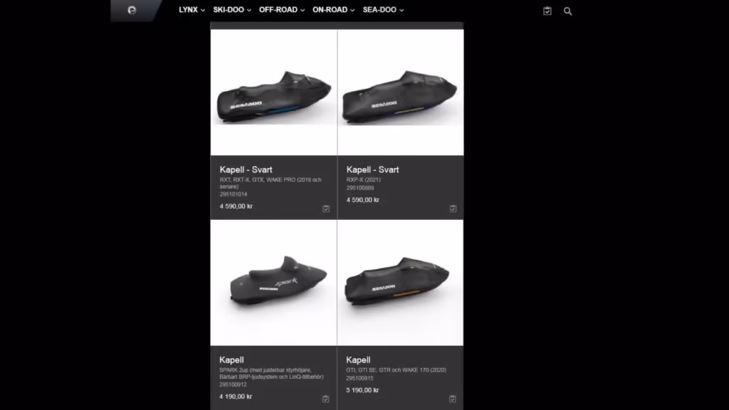 Kapell till diverse Seadoomodeller 25% rabatt